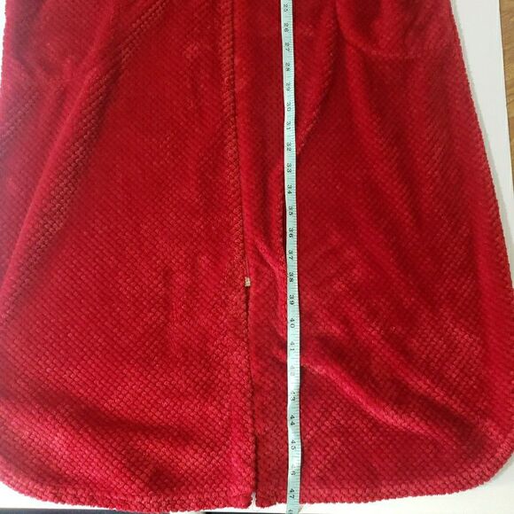 Noire Jasimine Rose Long Robe Long Sleeve Zip Front Pockets Polyester Red Size M - Picture 8 of 9